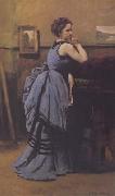 Jean Baptiste Camille  Corot La dame en bleu (mk11) France oil painting reproduction
